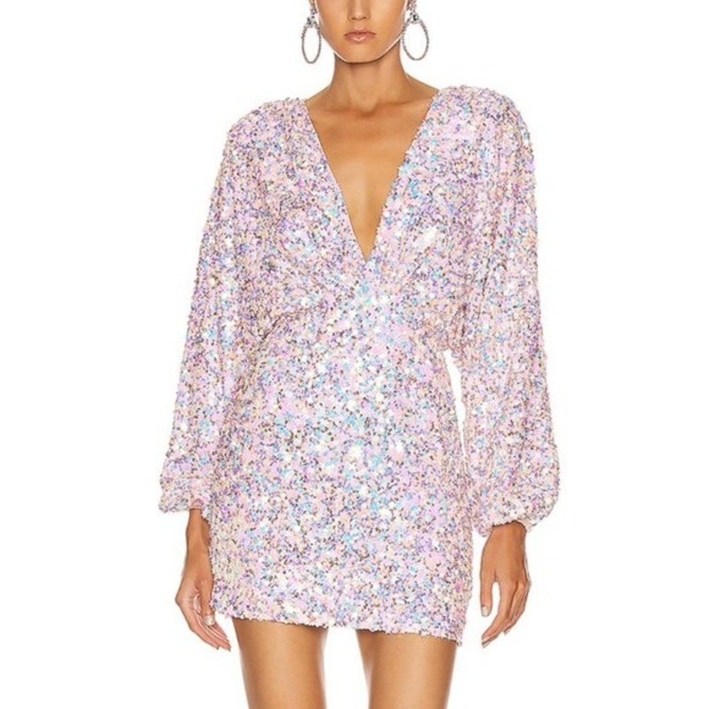 Retrofete Aubrielle Dress‎ M Tutti Frutti Paillette Sequin Star Embellished $535